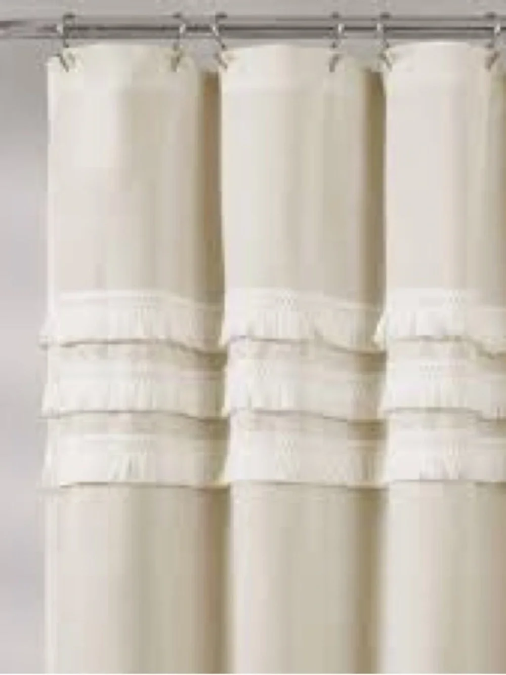 New Lush Decor Ciel Tassel Shower Curtain Elegant Cream Ruffle Shower Curtain